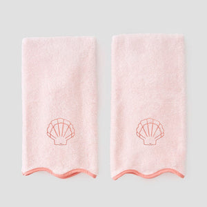 Coral Shell Scallop Bath Hand Towels (pair)