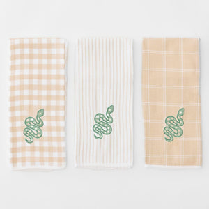 Green Snake Kitchen Towel Trio