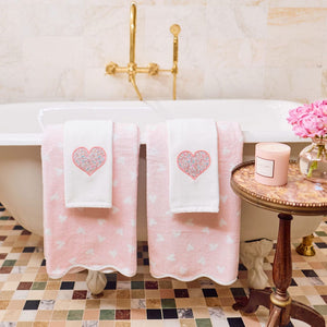 Liberty Heart Stitched Edge Powder Bath Towel