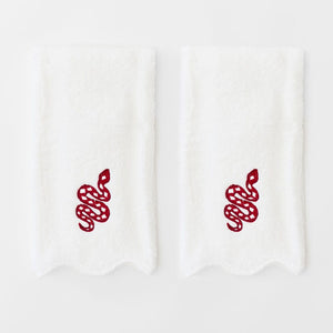 Red Snake Scallop Hand Towel