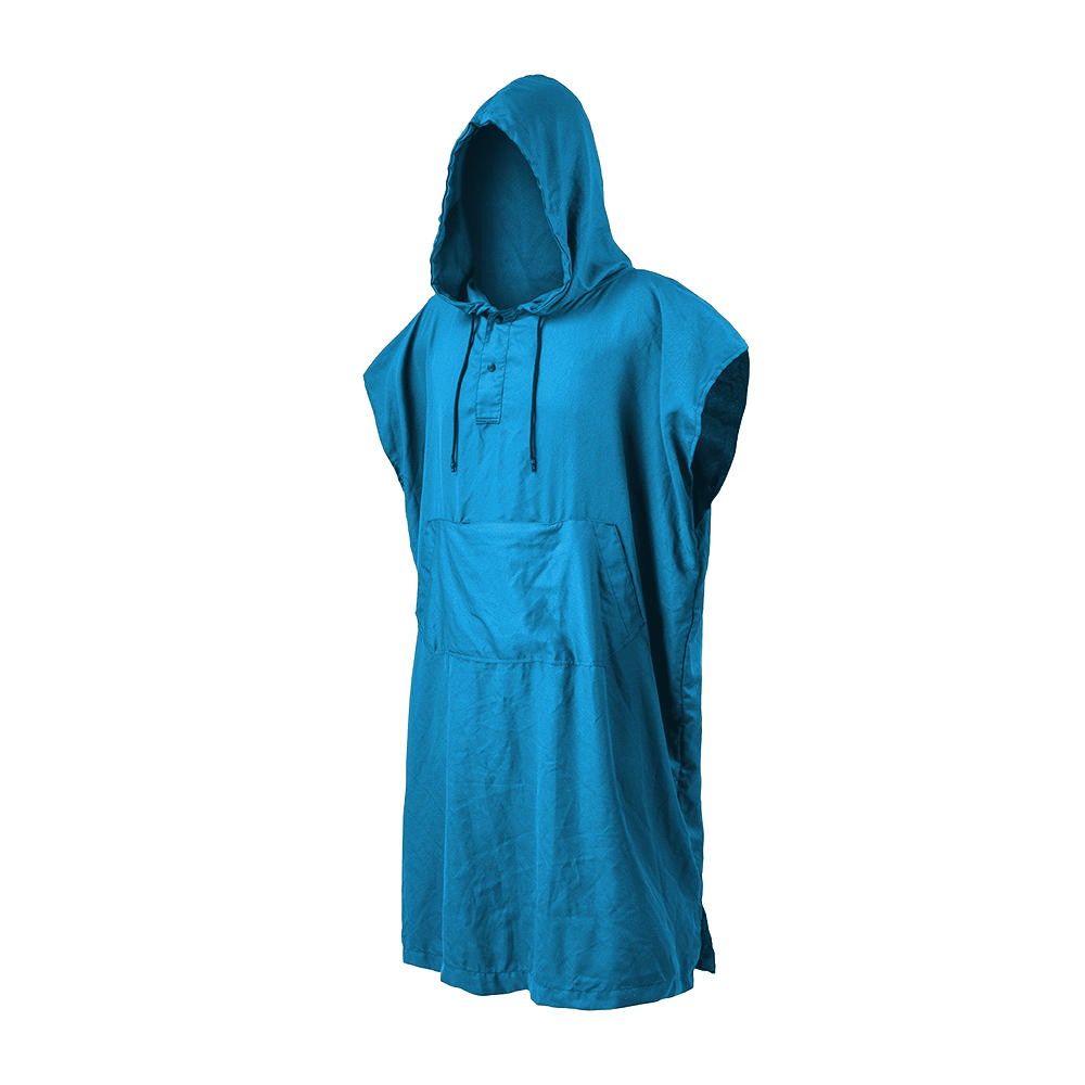 Ultralight nanofiber material hooded poncho towel adult Kangaroo pocket at front with hidden passthrough