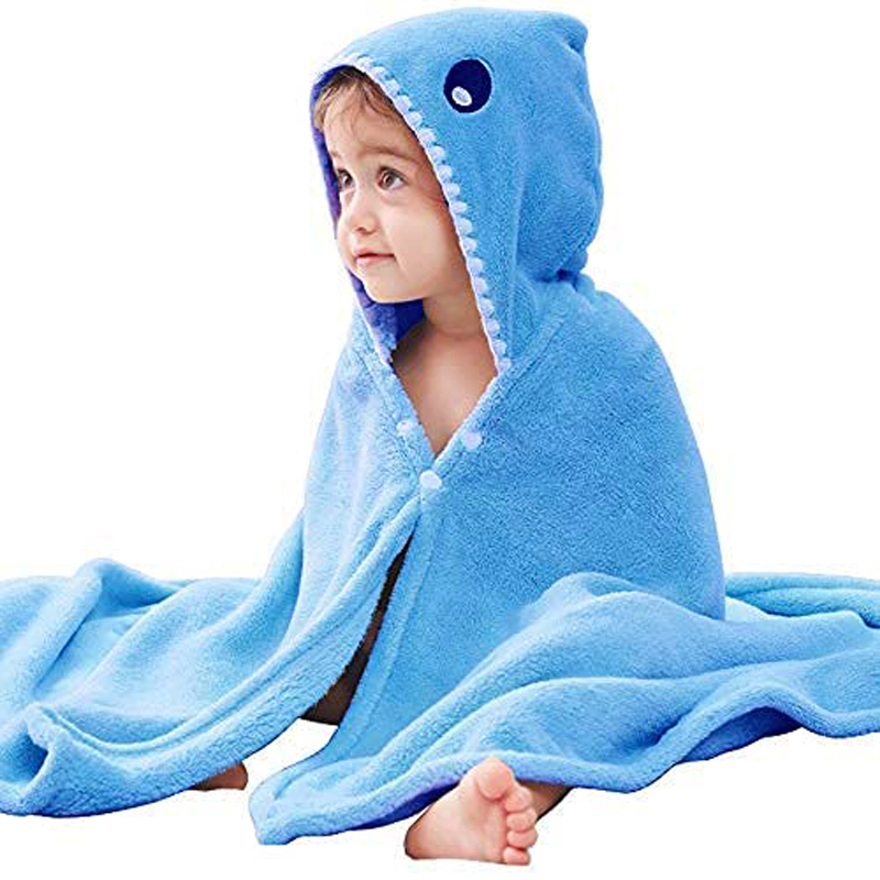 Baby Bath Towel Kids Cartoon Animal Head Baby Hooded Poncho Bath Towel