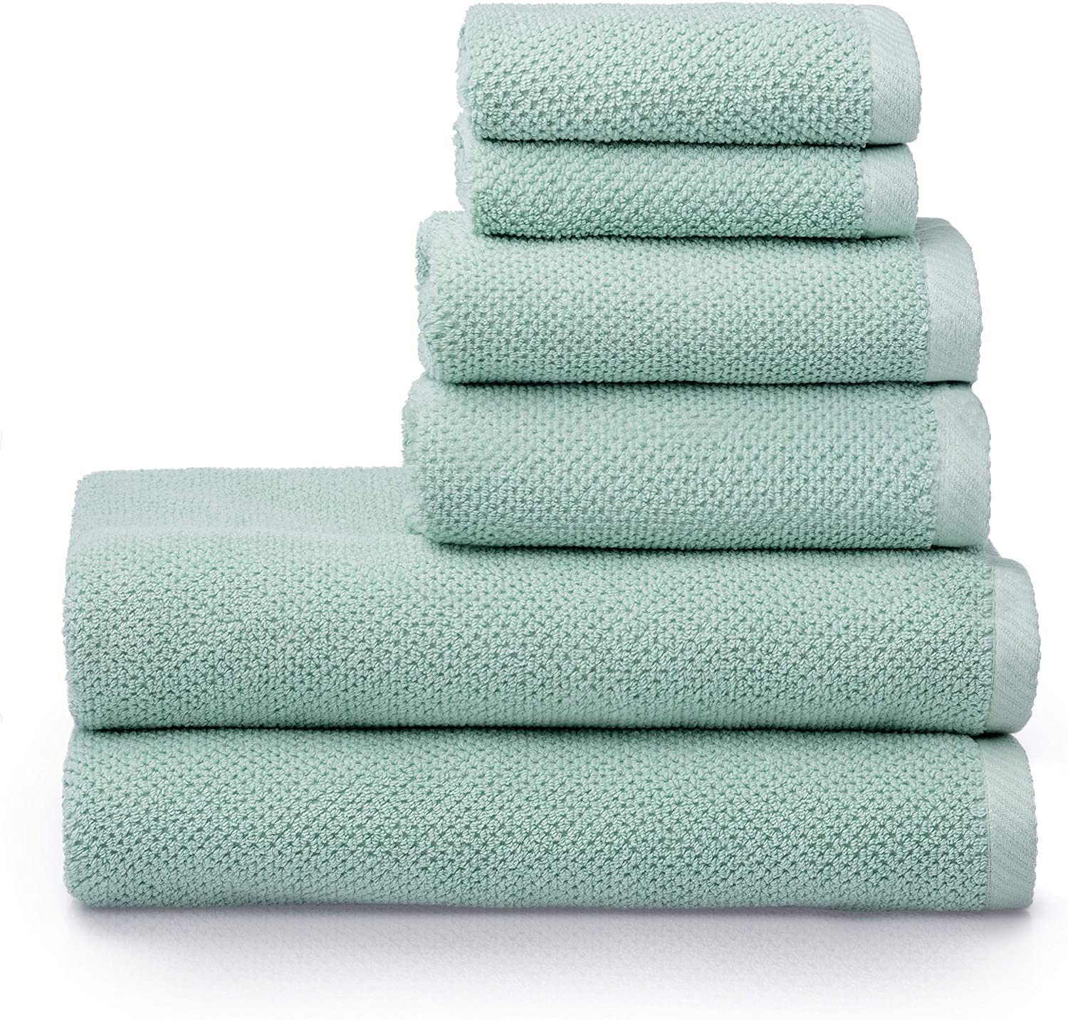 2 Bath towels 2 Hand towels 2 Washcloths | Popcorn Textured Aqua Bathroom Towels | Hotel & Spa Towels for Bathroom | Soft & Absorbent | 600 GSM 100% Cotton 6 Piece Towel Set