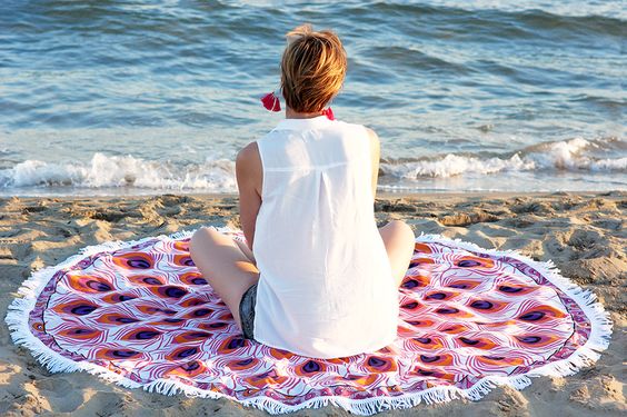 Large Round Microfiber Mandala Beach Towel Blanket, Soft and Absorbent, Fast Dry Without Sand Beach Towel