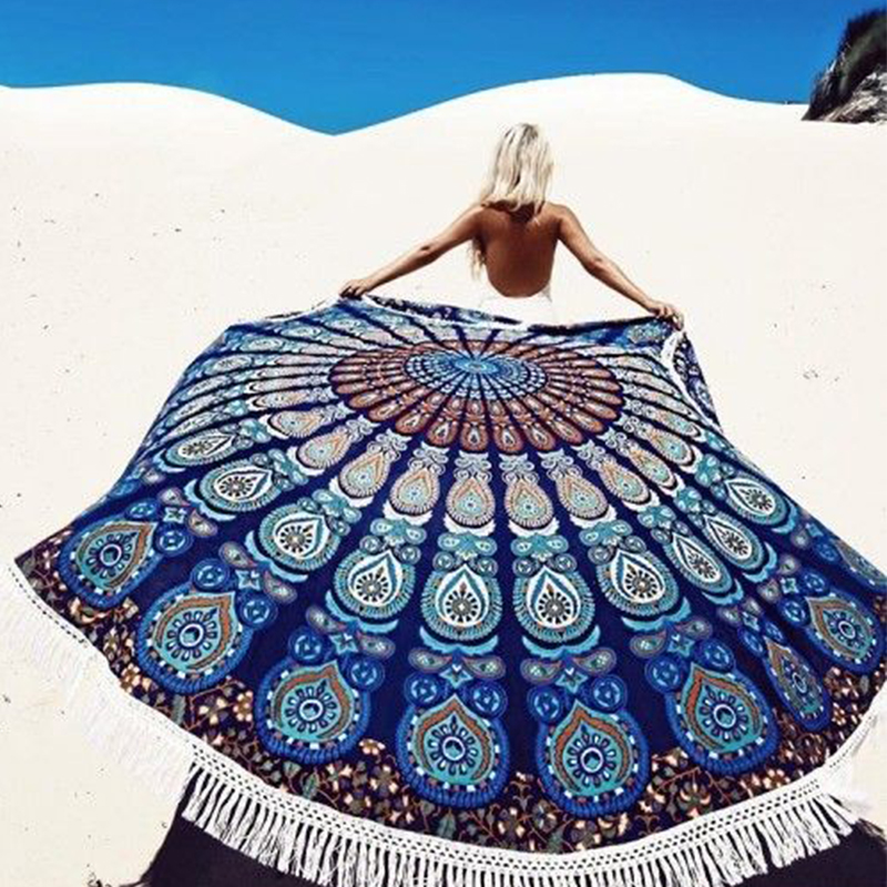 Beach Towel Cotton Round Blanket Digital Print Quick Dry Microfiber Towel