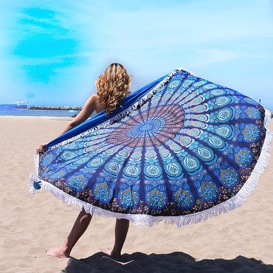 Beach Towel Cotton Round Blanket Digital Print Quick Dry Microfiber Towel