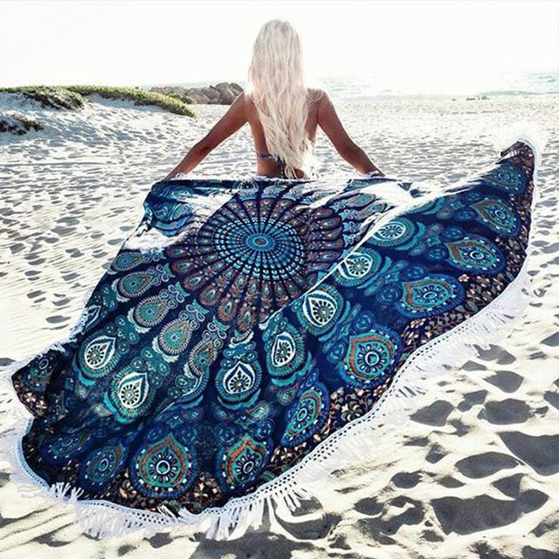 Beach Towel Cotton Round Blanket Digital Print Quick Dry Microfiber Towel