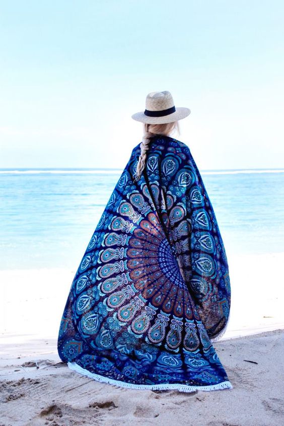 Beach Towel Cotton Round Blanket Digital Print Quick Dry Microfiber Towel