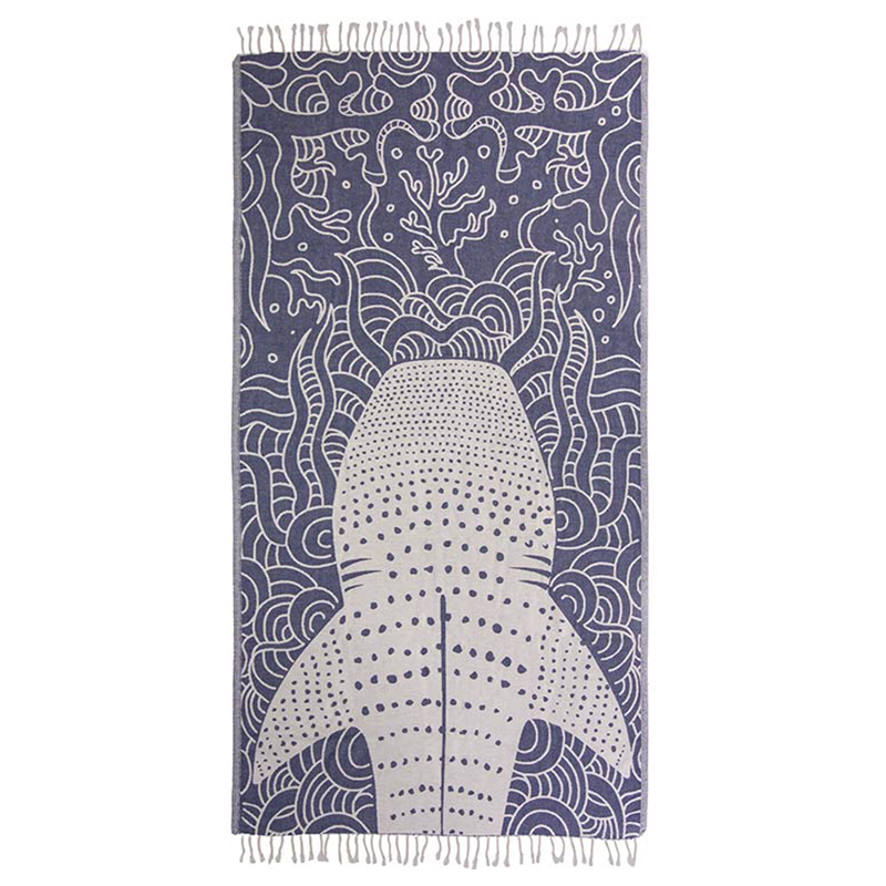 Hot Sell Stripe Beach Towel Whale Shark Cotton Tassel Turkish Towel