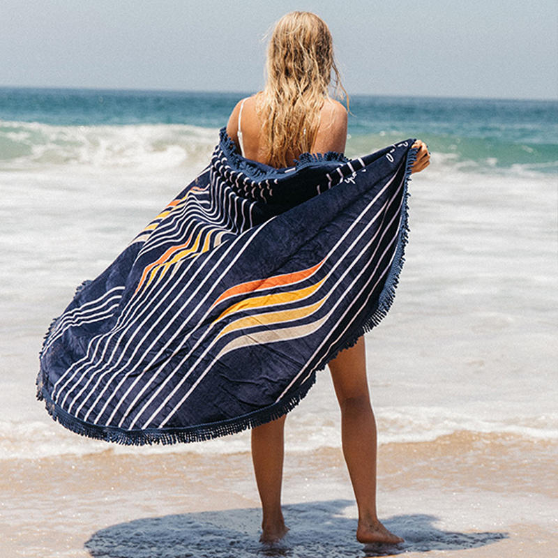 Wholesale Top Quality Beach Towel Round Beach Towel Cotton Microfiber with Active Fringe Printing