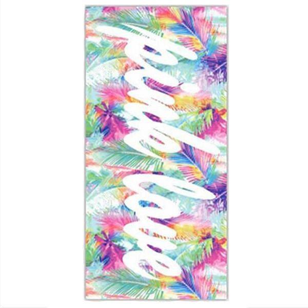 Pink Multi-Color Palm Leaf Print Beach Towel