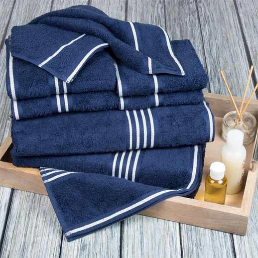 Hastings Home Navy Cotton Bath Towel Set