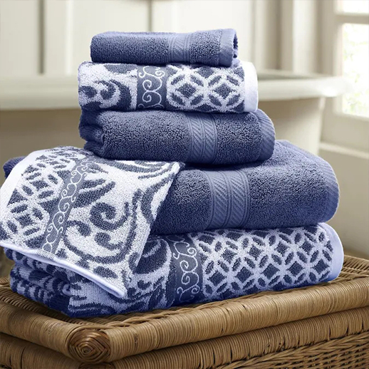 6-Piece Indigo Cotton Bath Towel Set