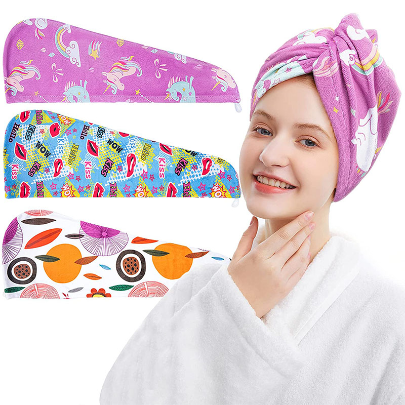 Microfiber Hair Drying Towels for Kids, 3 Pack Unicorn Wet Hair Towel Wrap Turban for Girls Children Women, Quick Dry Twisty Hair Towels Wrap for Curly Long Thick Hair Anti Frizz