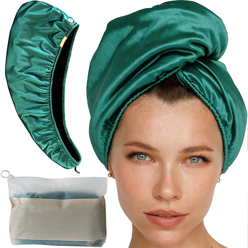 Revolutionary Double Layer Microfiber Hair Towel Wrap, Hair Turban Towel for Curly Hair Women (Emerald)